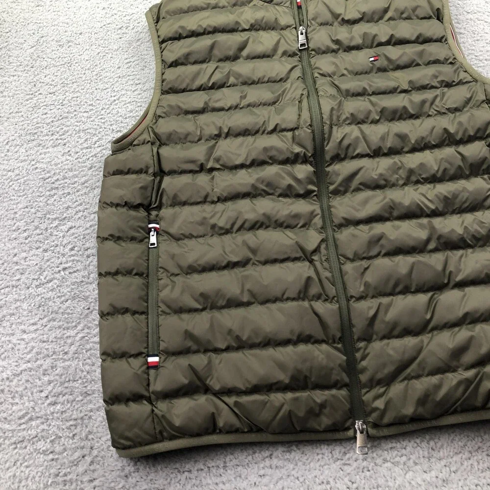 Tommy Hilfiger Vest Mens XL Green Puffer Full Zip Lightweight Outdoor Quilted